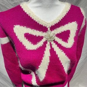 vintage 80s pearl bow sweater